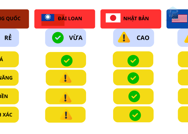 So sánh cân điện tử Trung Quốc – Đài Loan – Nhật – Mỹ